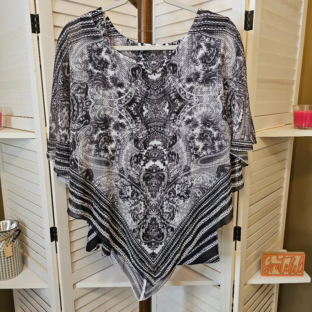 Apt 9, Plus Size 0X, Handkerchief Top with Matching Tank, Black & White, NWOT